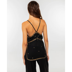 Top de tirantes con pedrería.