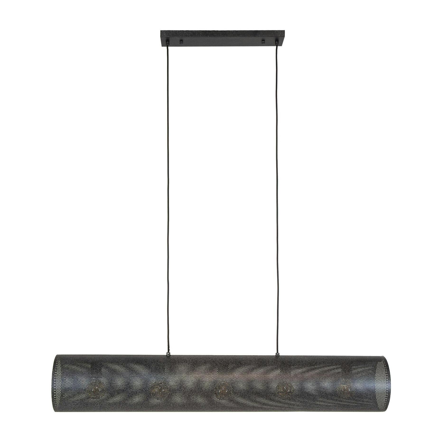 Suspension tube en métal noir perforé 5 lampes RALF