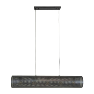 Suspension tube en métal noir perforé 5 lampes RALF