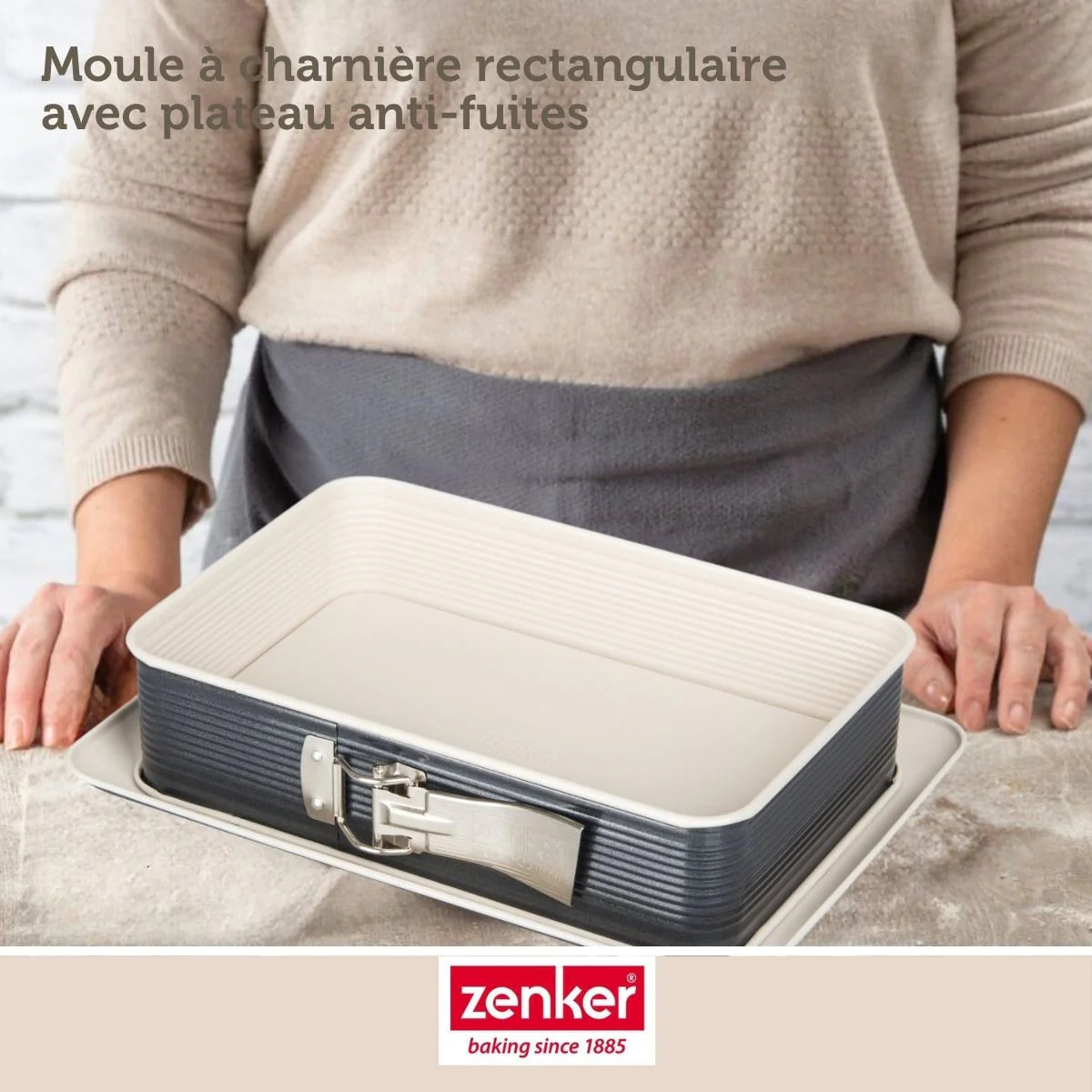 Moule à charnière rectangulaire 28 x 18 cm crème noir Zenker Smart Pastry