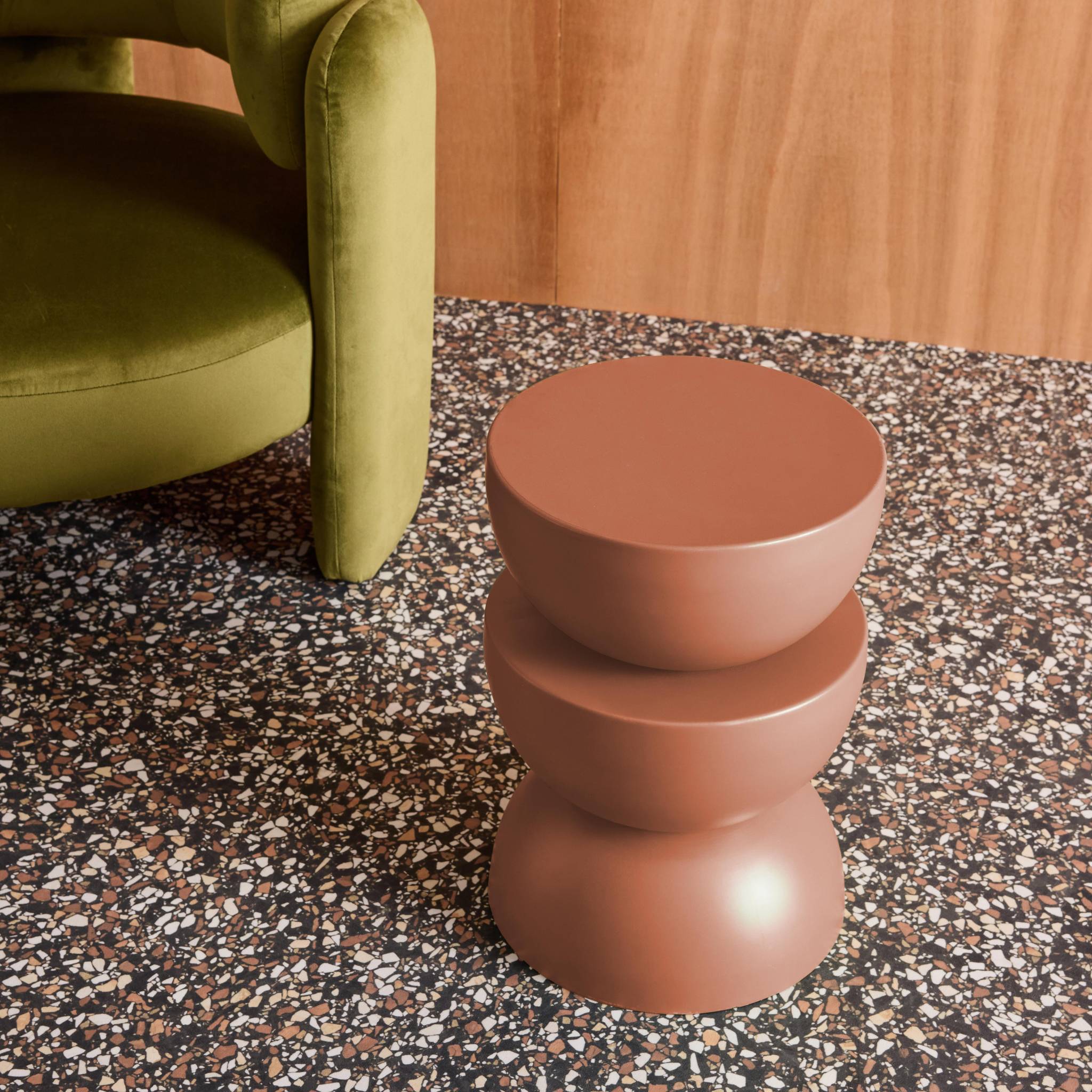 Table d'appoint, bout de canapé, table de chevet métal Ø32 x H46,5cm COUMBA