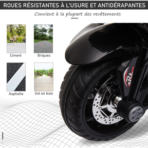 Moto électrique pour enfants 3 roues 6 V 3 Km/h effets lumineux et sonores noir