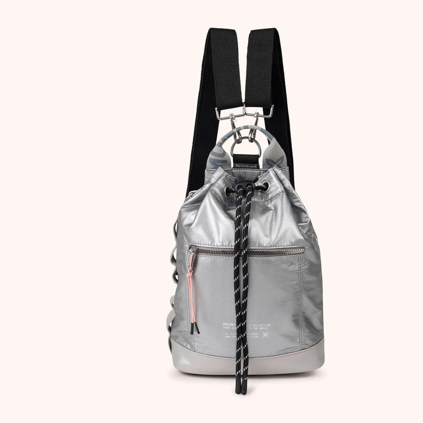 Mochila Saco Adaptable Metalizada en Poliamida Reciclada DEEP RECYCLED DRAWSTRING BACKPACK PLATA