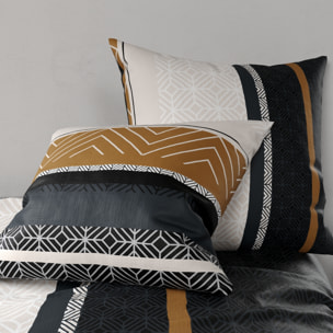 Parure housse de couette coton gris