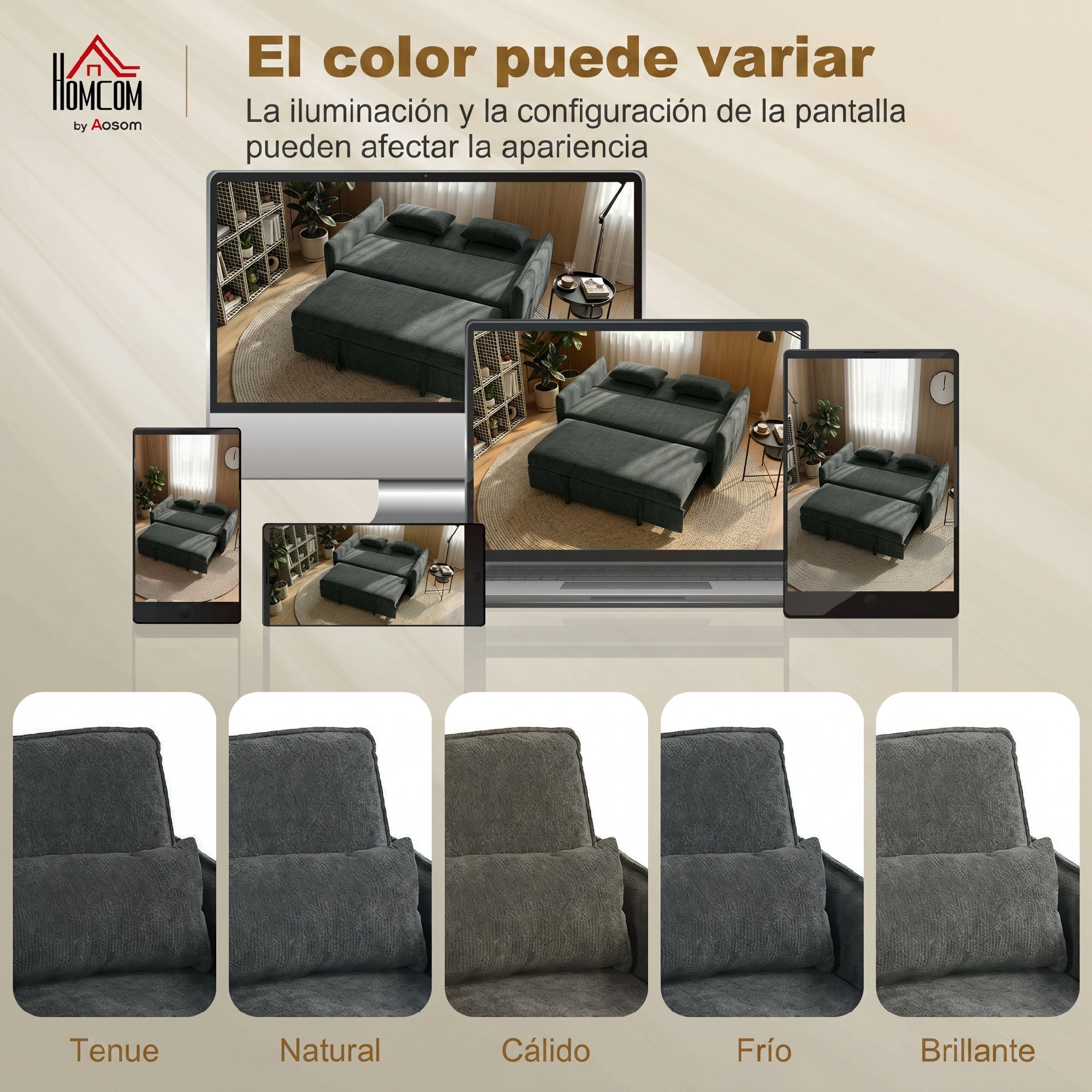 Sofá Cama 2 Plazas 3 en 1, Sofá Cama de Chenilla con Mesa Auxiliar, Portavasos, Respaldo Ajustable, Bolsillos Laterales, 2 Almohadas para Sala de Estar, Espacios Pequeños, Gris Oscuro