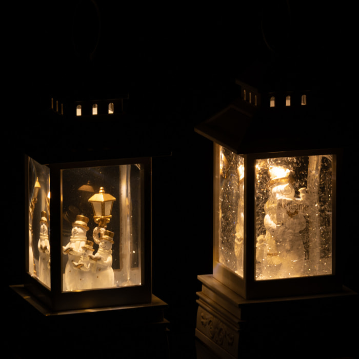 J-Line boule de neige Lanterne Bonhomme De Neige - plastique - blanc - 2 pcs