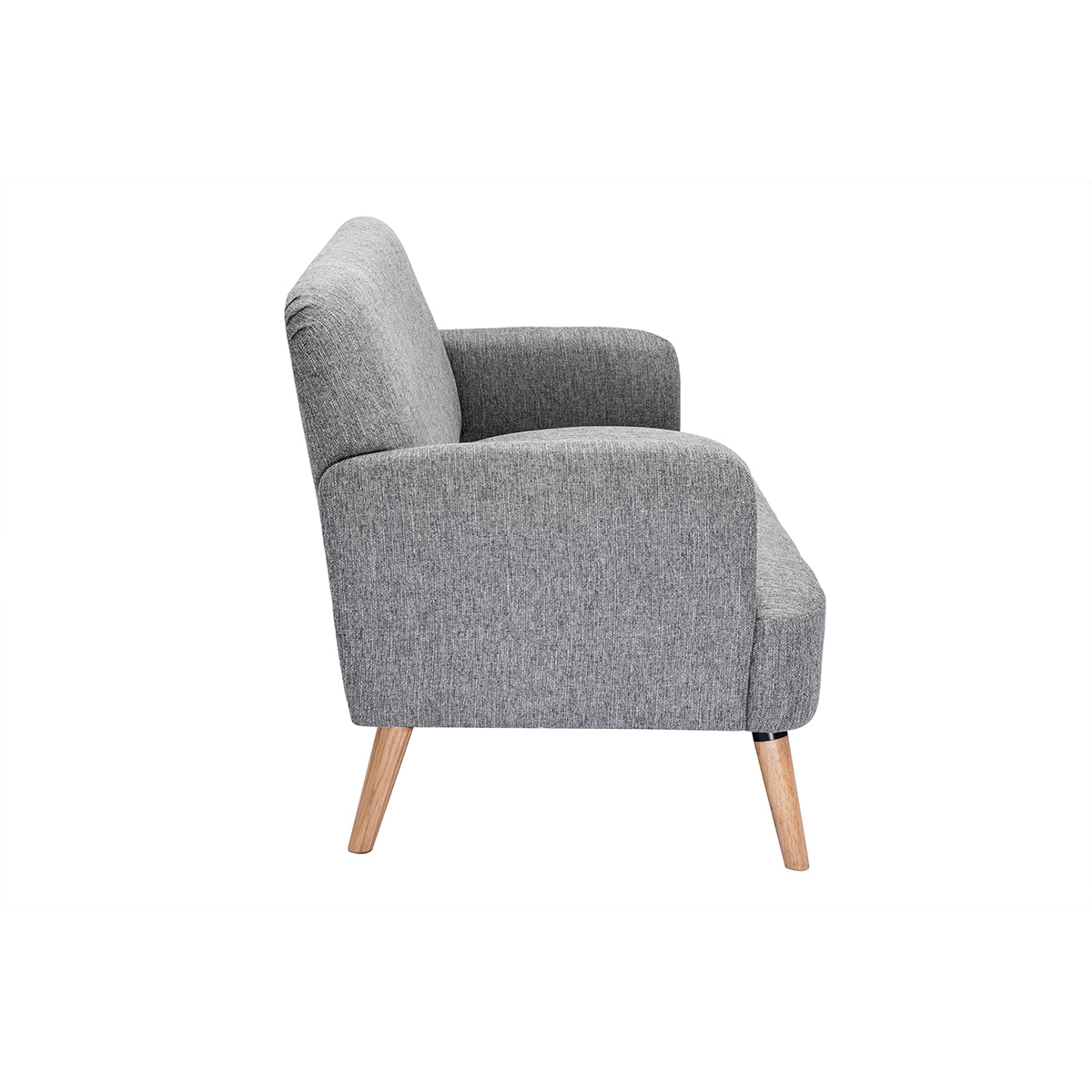 Canapé scandinave 2 places en tissu gris clair et bois clair ISKO