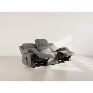 Armand - Canapé 3 places relax électrique en velours côtelé - Gris