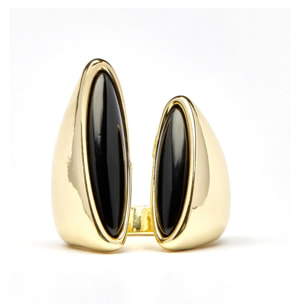 Anillo con Resina Negra acabado oro 18k