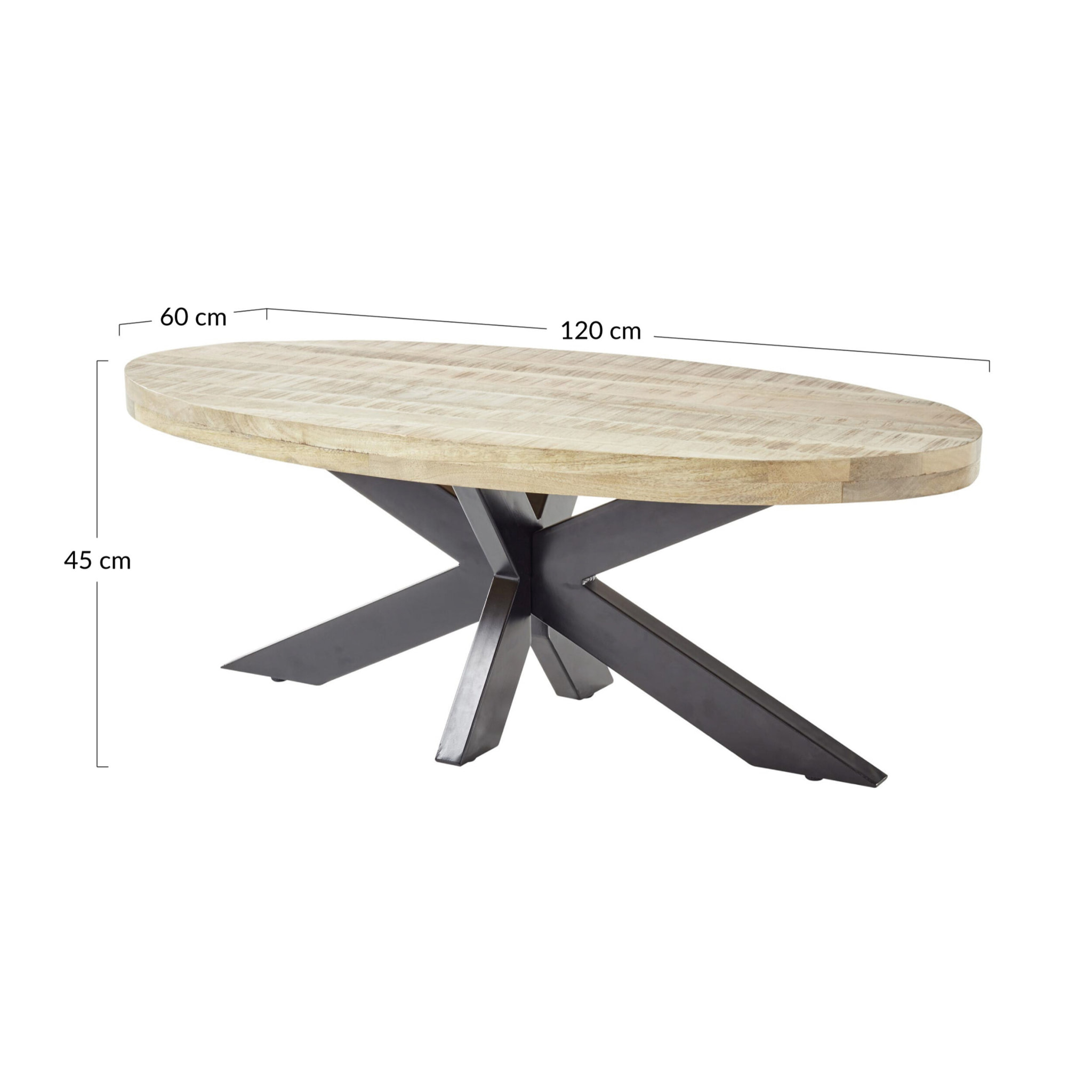 Manzanilla - table basse - bois massif et noir - 120 cm - Bois