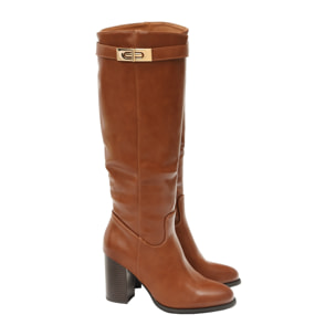 Stivale in simil pelle con tacco alto largo