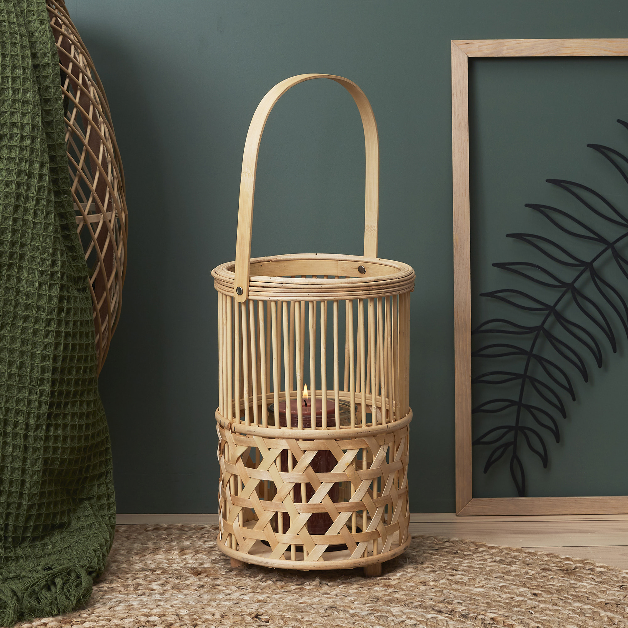 Lanterne Bambou Tresse Et Anse