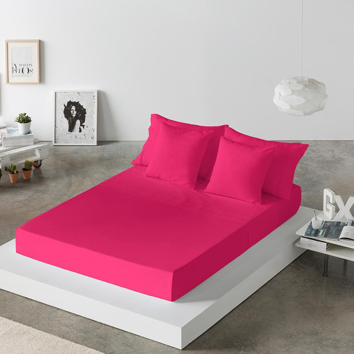 Drap plat uni en coton CASUAL fuchsia