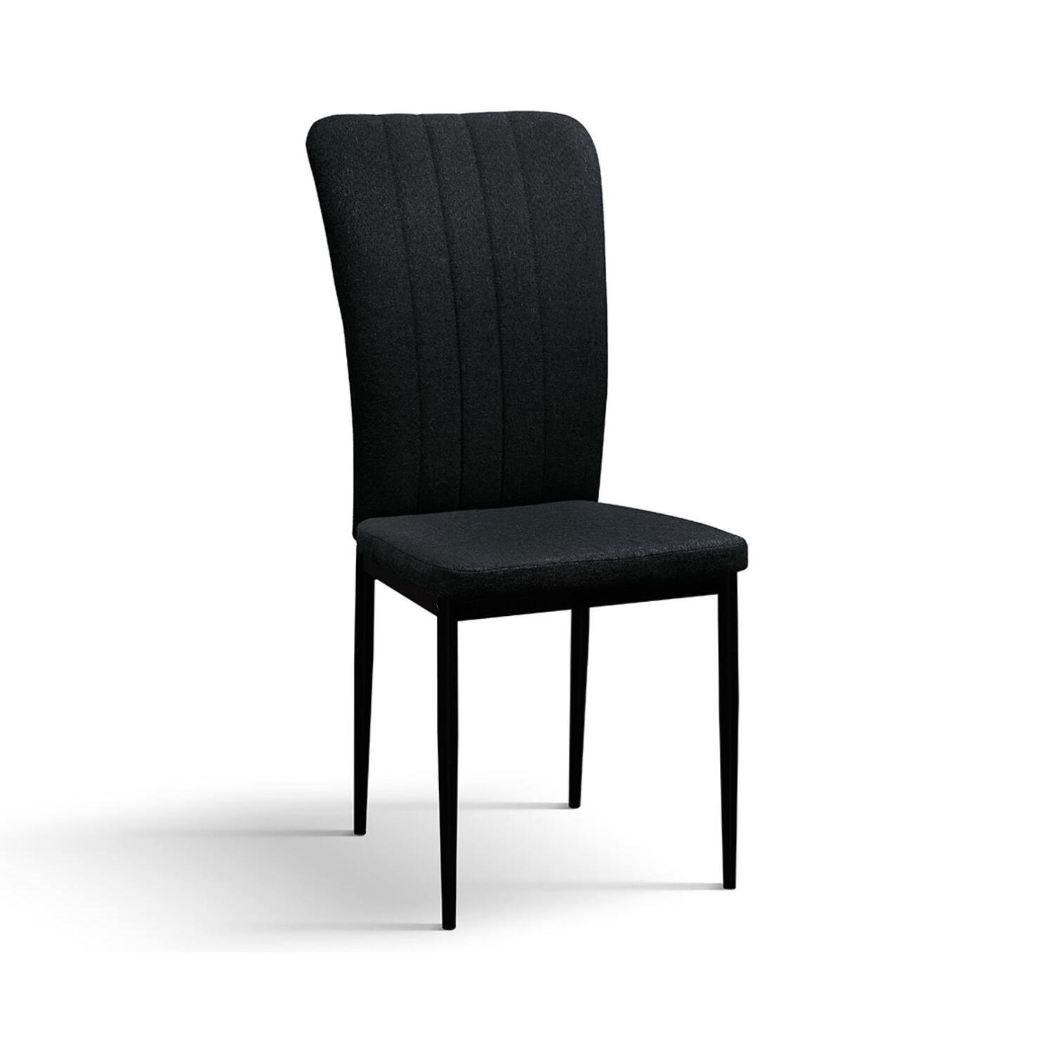 Set di 6 sedie AMSTERDAM in tessuto nero e gambe in metallo nero