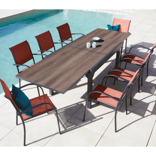 Ensemble table et chaises de jardin  - terracotta - HONFLEUR XL SPC BEZIERS chêne brun