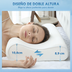 Almohada Cervicales y Cuello de Espuma Viscoelástica, Almohada Ortopedica con Diseño Ergonómico, Doble Altura, Funda Extraíble y Lavable, para Soporte de Cuello, Dormir de Lado y Boca Arriba