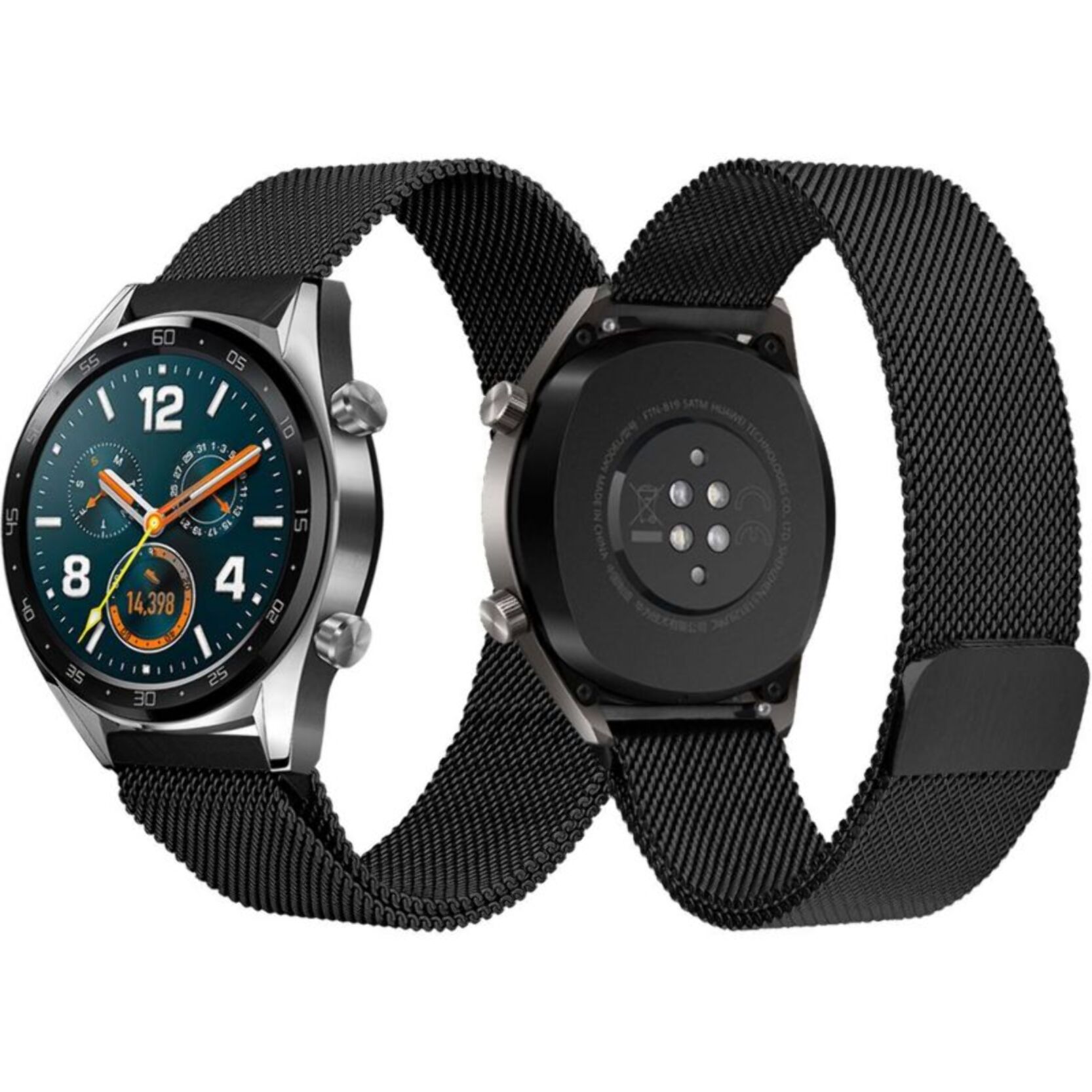 Bracelet IBROZ Samsung/Huawei 20mm Maille noir