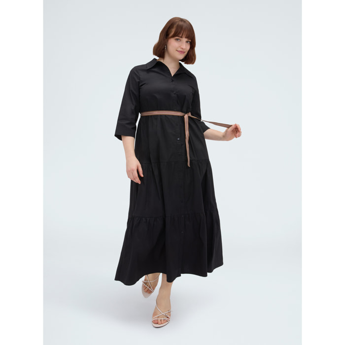 Fiorella Rubino - Vestito chemisier Power in viscosa - Nero