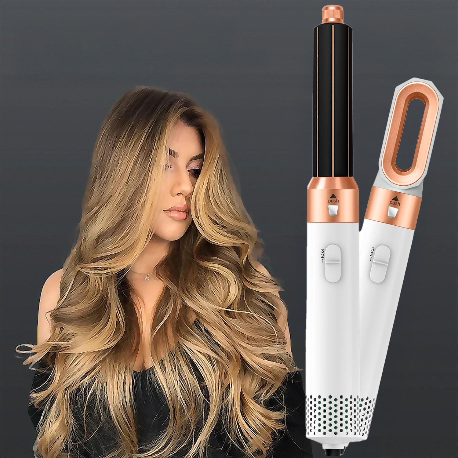 Asciugacapelli 5 in 1, permette di lisciare, asciugare, arricciare e molto altro. Include una custodia per tenere tutto in ordine e facilitare il trasporto.