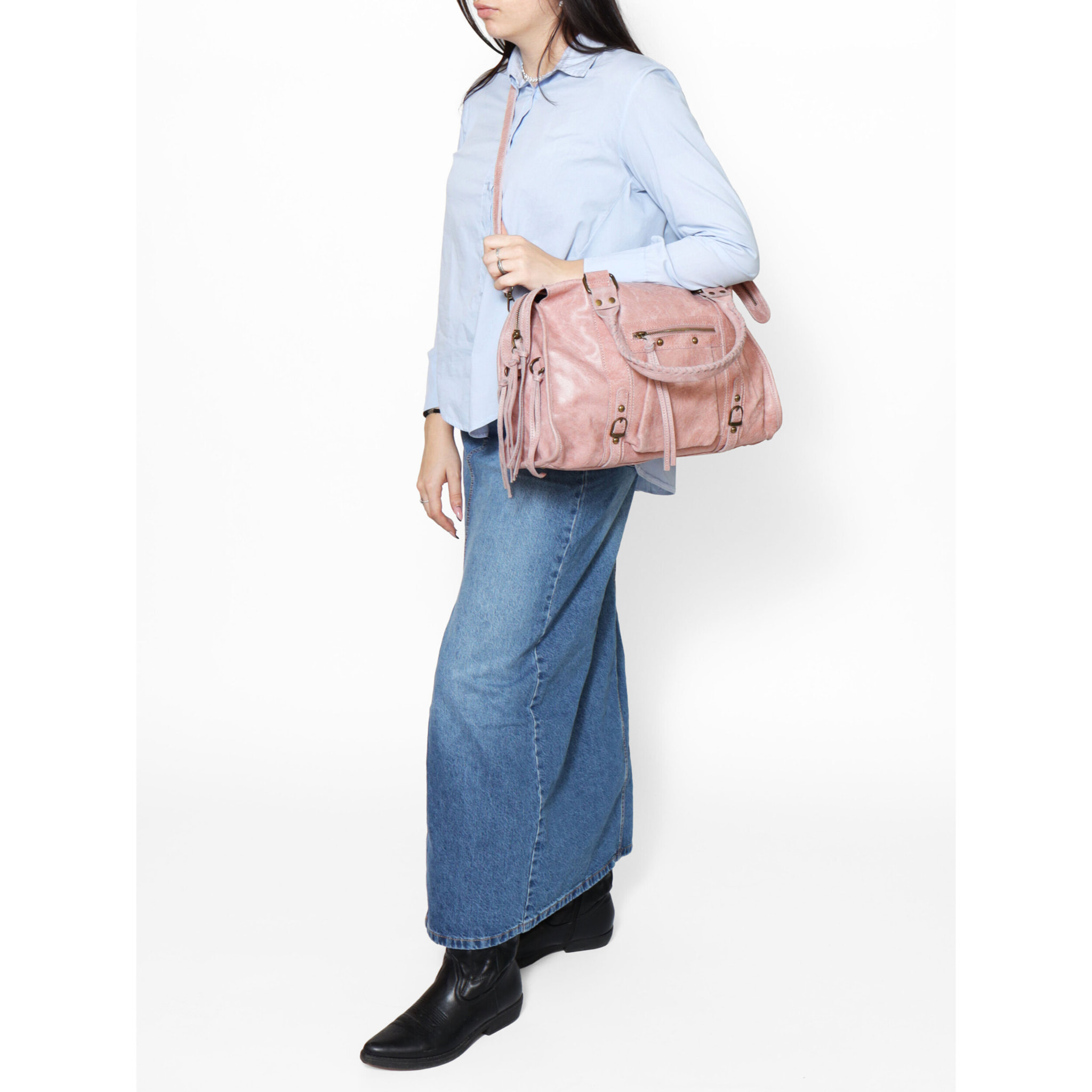 Borsa a spalla da donna - Modello Elara - Vera pelle - 41.0 x 28.0 x 13.0 cm