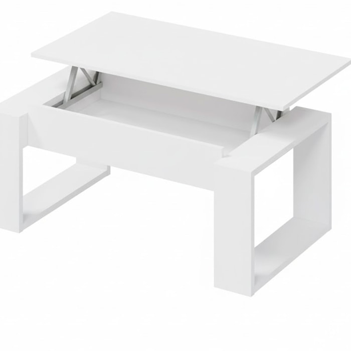 Tavolino Rialzabile Da Caffè Con Piano Sollevabile Tavolo Da Soggiorno Pranzo Moderno Salvaspazio Ideale per Mangiare Lavorare 105 x 55 x 45 cm Bianco