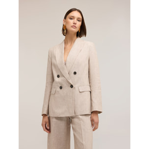 Motivi - Blazer cruzado de lino - Beige