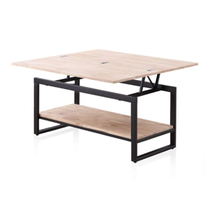 Mesa de centro elevable y extensible en negro y roble 46-91x48,3-57,6 Rens Negro - Roble