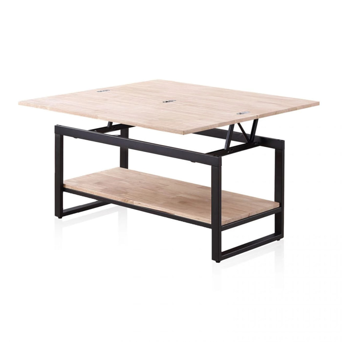 Mesa de centro elevable y extensible en negro y roble 46-91x48,3-57,6 Rens Negro - Roble