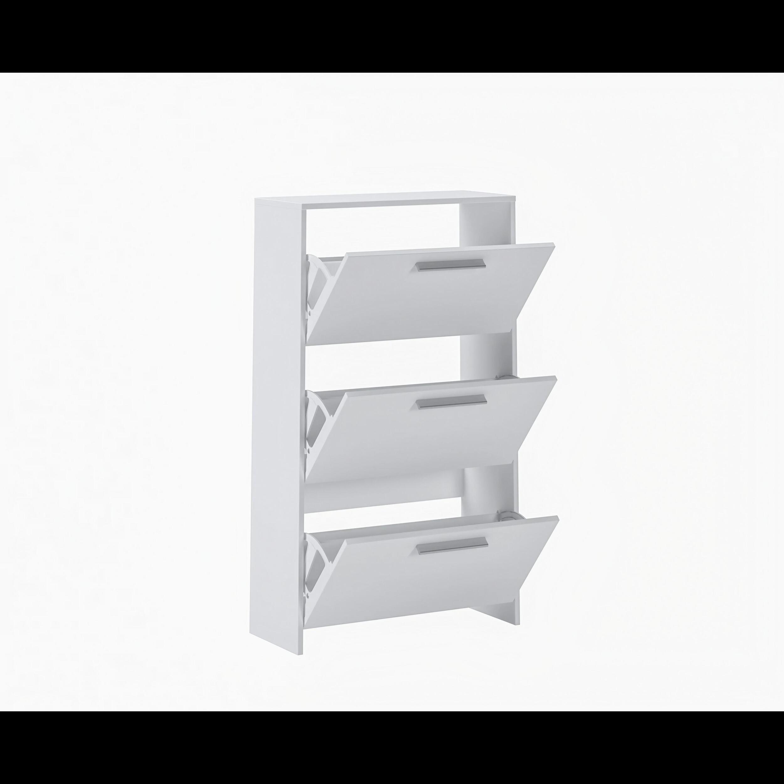 Scarpiera salvaspazio 3 Ante A Ribalta Moderna Maniglie In Alluminio Mobile Ingresso Slim Salvaspazio Per Scarpe Portascarpe 115x68.5x20 Cm Bianco