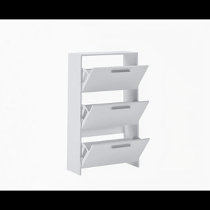 Scarpiera salvaspazio 3 Ante A Ribalta Moderna Maniglie In Alluminio Mobile Ingresso Slim Salvaspazio Per Scarpe Portascarpe 115x68.5x20 Cm Bianco