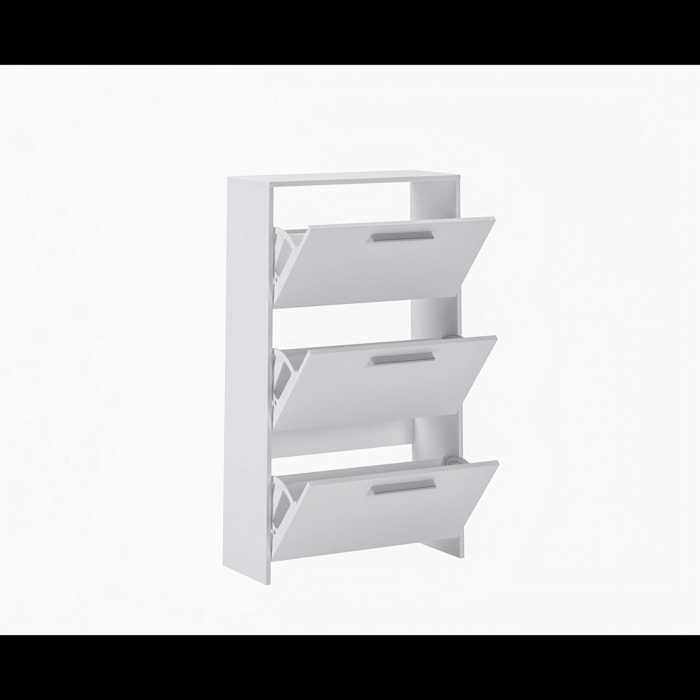 Scarpiera salvaspazio 3 Ante A Ribalta Moderna Maniglie In Alluminio Mobile Ingresso Slim Salvaspazio Per Scarpe Portascarpe 115x68.5x20 Cm Bianco