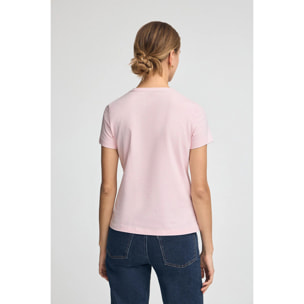 Maglietta rosa a maniche corte con ricamo Rigby Go