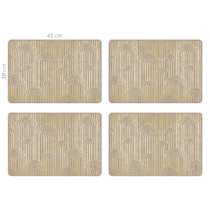 Set de 4 individuales de vinilo CERAMIKO, Natural arcos dorados 4u-30x45 cm