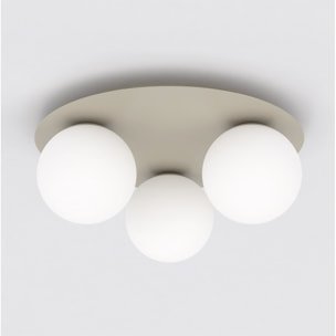 Lampada da soffitto SOLAR in acciaio mokka e vetro opale
