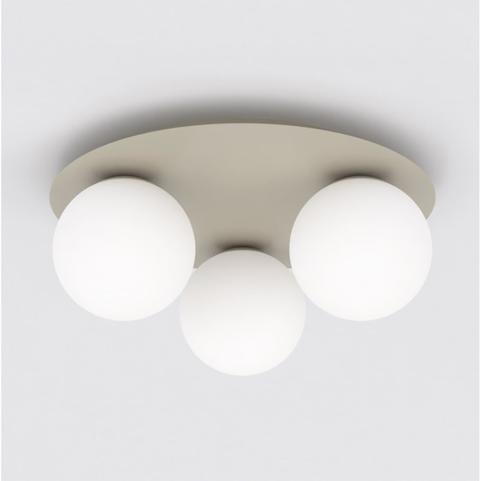 Lampada da soffitto SOLAR in acciaio mokka e vetro opale