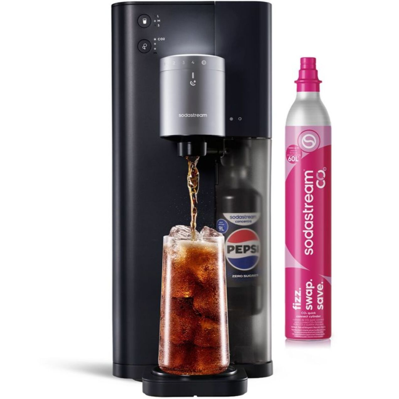 Machine à soda SODASTREAM Ultimate MULTI-DRINK Noir avec dosage automatique du concentré