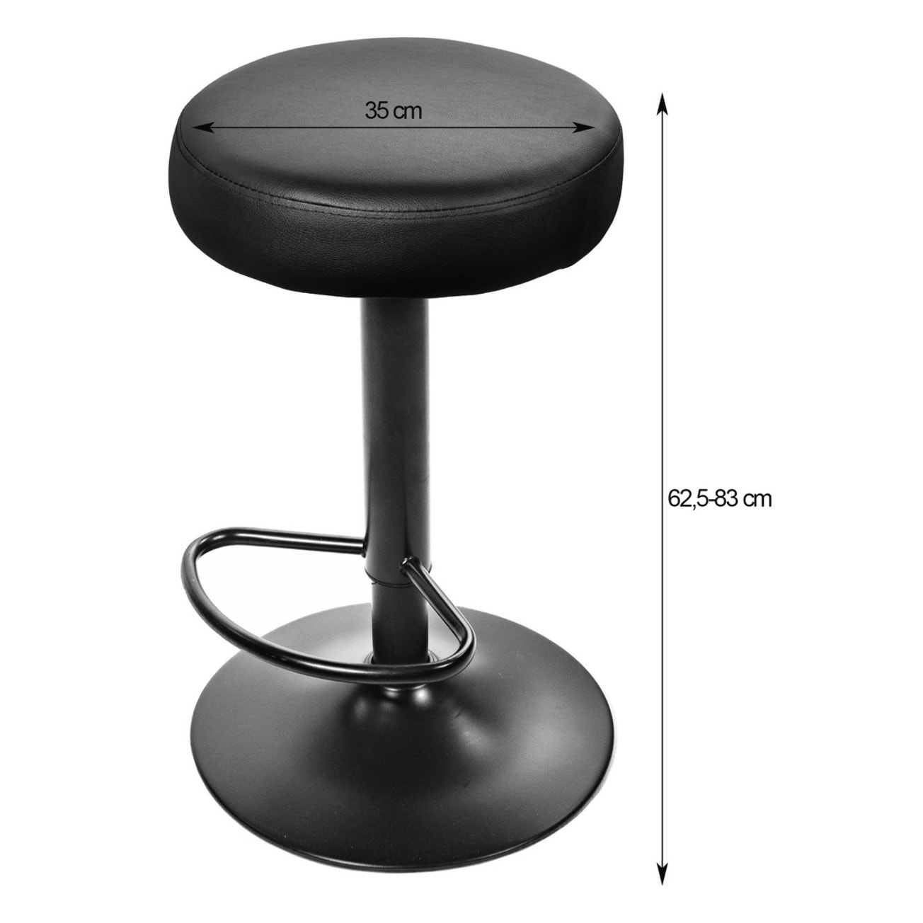 Sgabello da bar ROJST in ecopelle nera con base nera