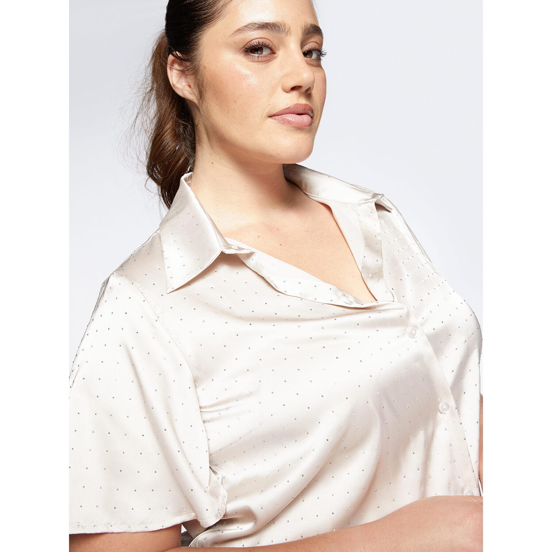 Fiorella Rubino - Camicia in raso con micro borchie - Beige