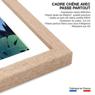 Affiche voyage Volcan du Costa Rica Affiche + cadre en bois - Chêne