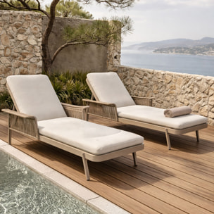 Lot de 2 chaises longues en aluminium beige FIGARI
