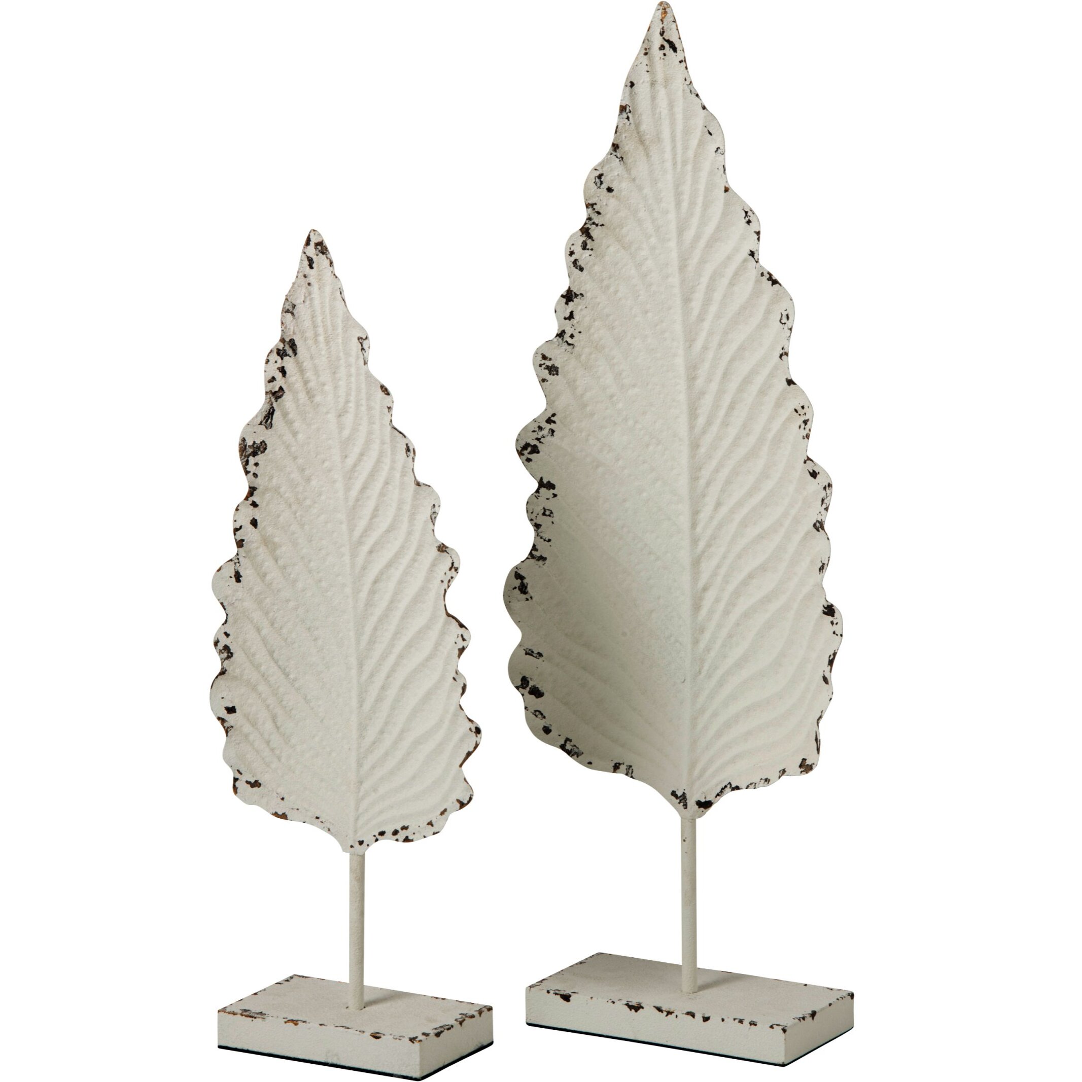 J-Line Set de 2 feuilles - fer - blanc