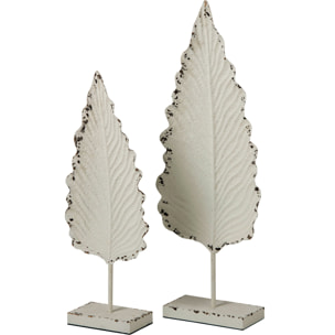 J-Line Set de 2 feuilles - fer - blanc