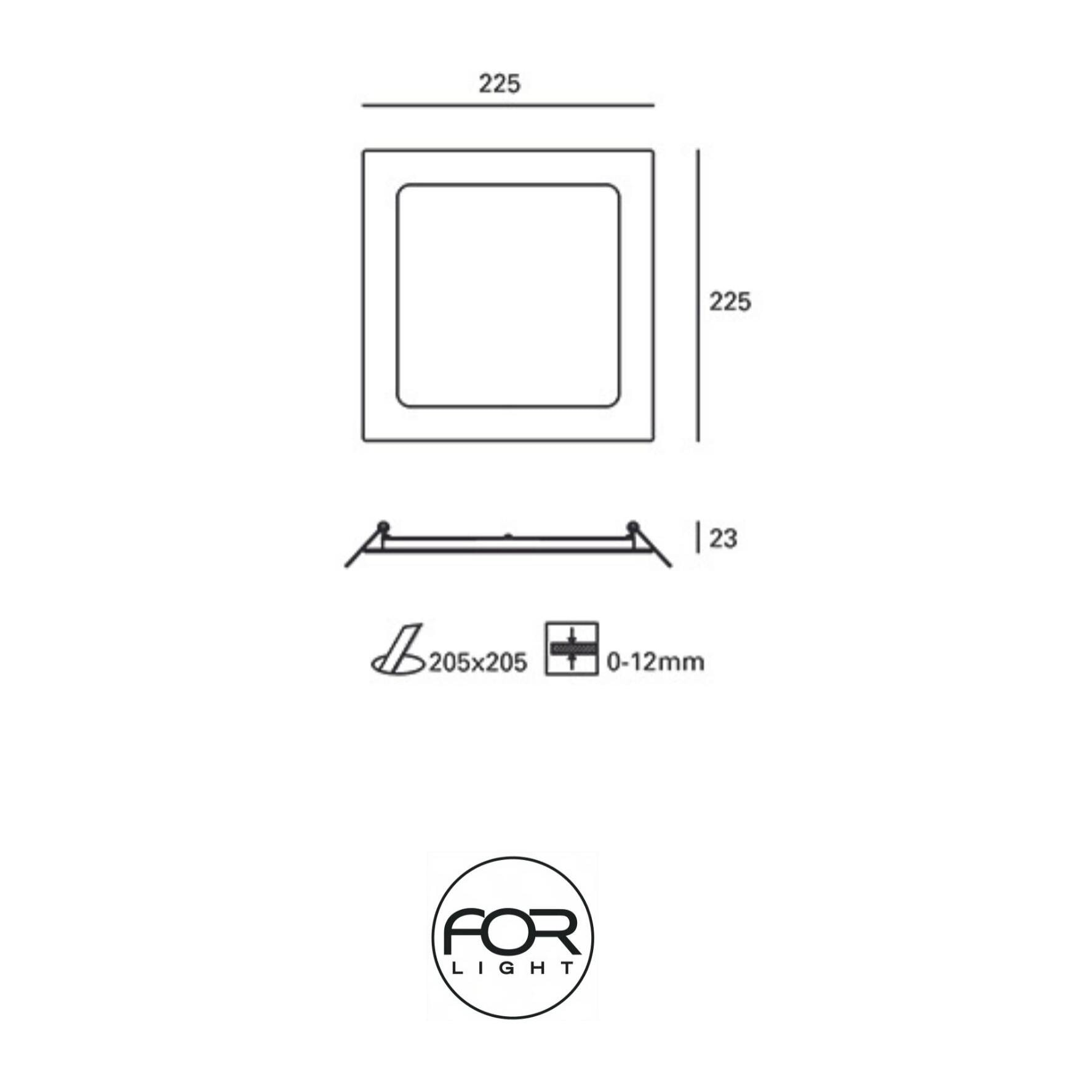 FORLIGHT Downlight Ip23 Easy Square 225Mm Led 15,5W 3000K Blanco 1371Lm