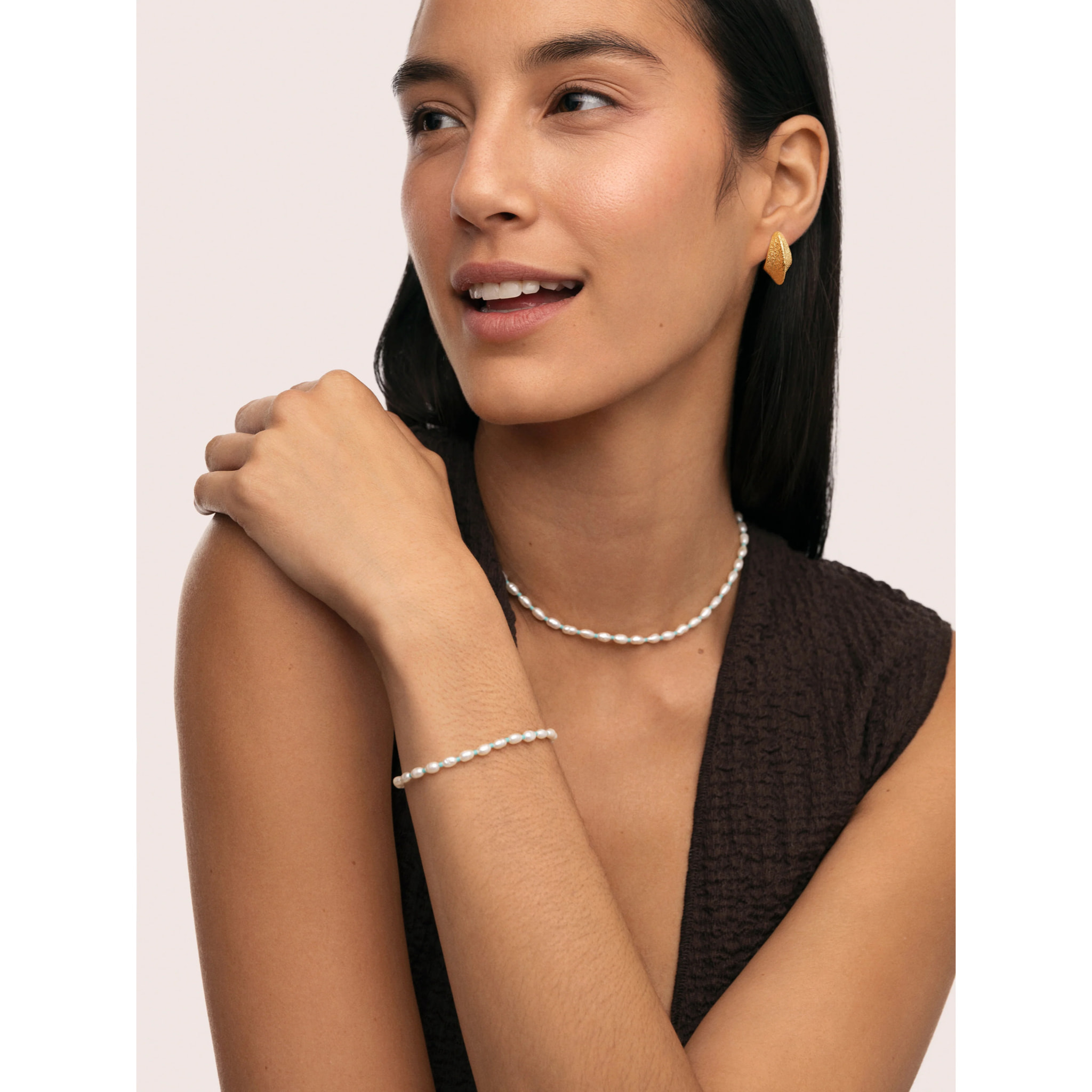 Pulsera Pompeya Turquesa Acero Baño Oro