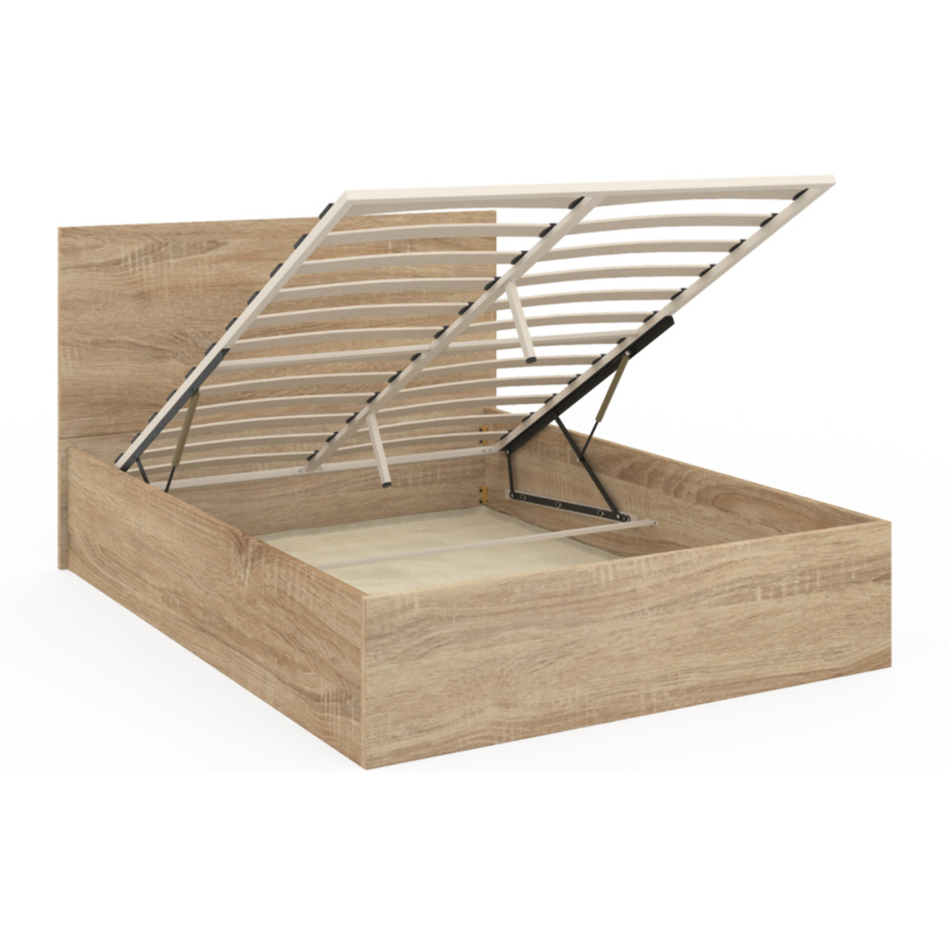 Lit coffre Sicilia 160x200cm effet bois naturel