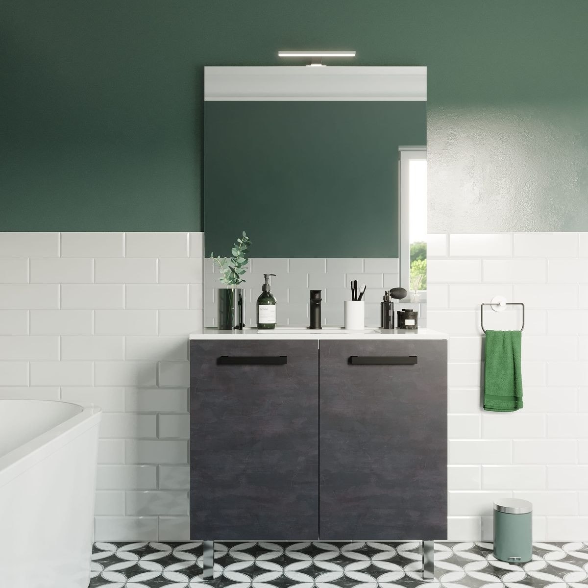 Meuble salle de bain vasque intégrée 2 portes - CHELSEA