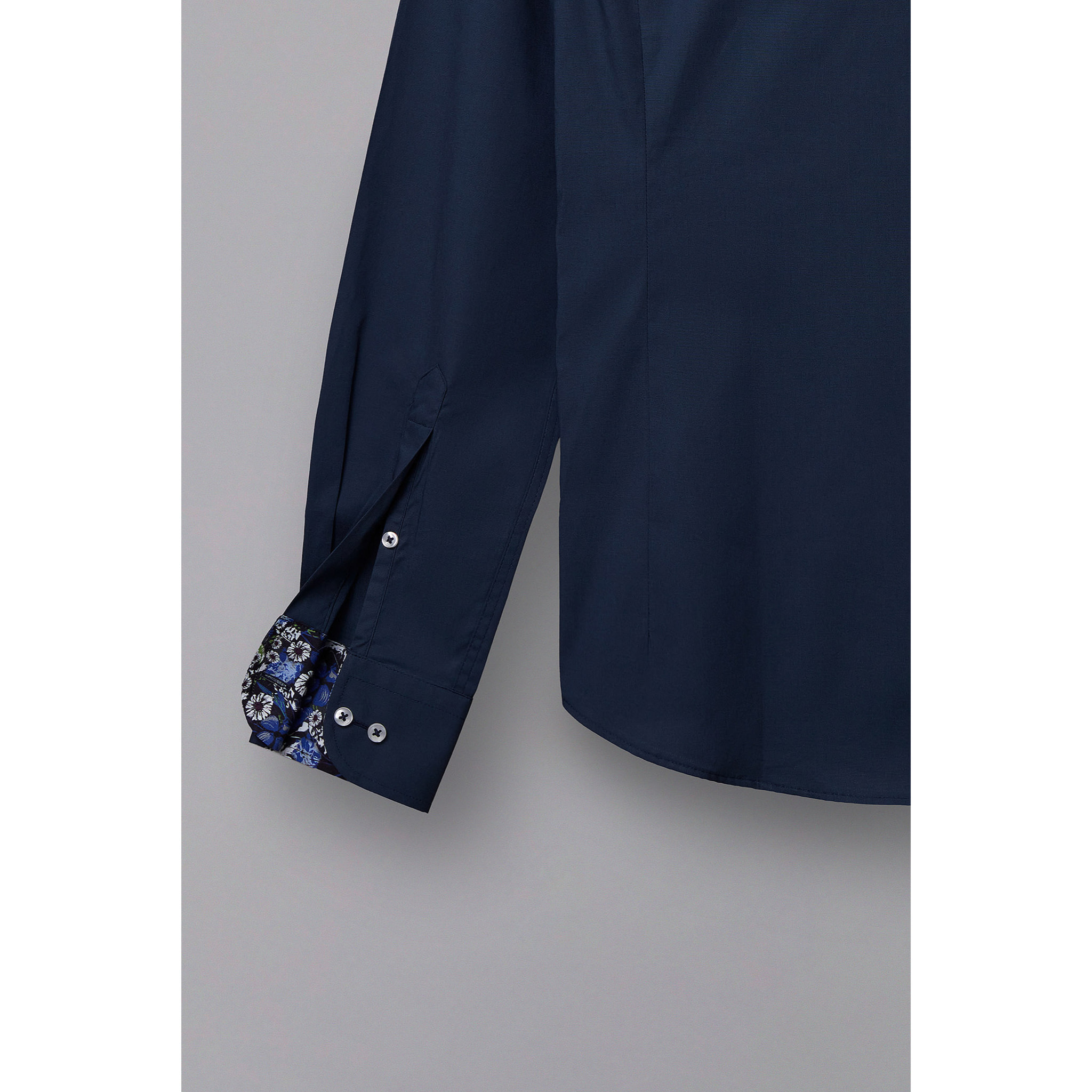 Camicia Uomo 1 Bottoni Button Down Slim Popeline Stretch Unito Blu