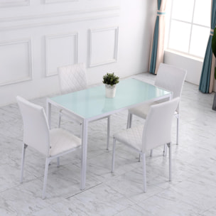 Set de 4 Sillas de Comedor Tapizadas en Polipiel y Patas de Metal Sillas Modernas para Cocina Dormitorio Carga 120 kg 41x50x91 cm Blanco