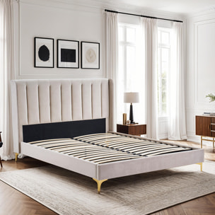 Sommier avec tête de lit Lavezzi | Coloris Beige