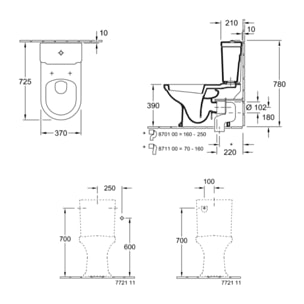 Réservoir WC avec 3/6L VILLEROY & BOCH Hommage blanc brillant